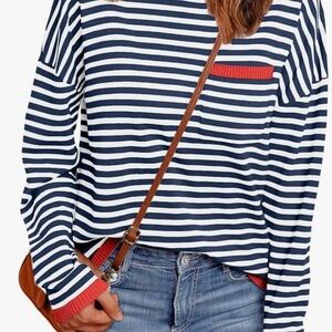 Striped Navy and White Women's sweater